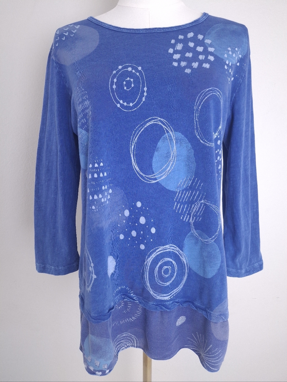 Jess & Jane "Magic Dots" Mineral Washed Longsleeve Slub Cotton Tee Size S